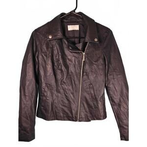 Z Supply Women's Black Faux Leather Biker Jacket - XS